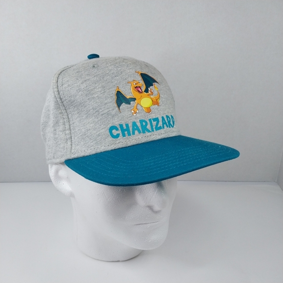 Pokemon Charizard Hat Cap Snapback Turquoise & Gray Youth Trucker Style Hat - Picture 1 of 16